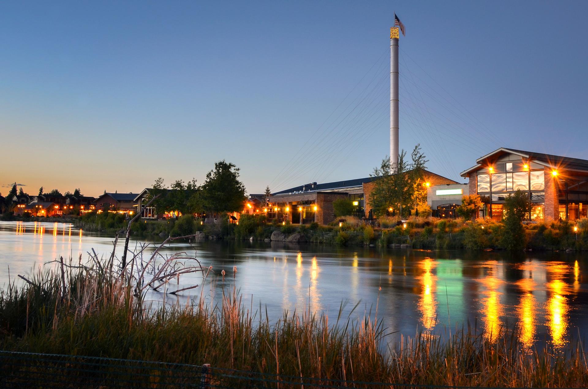 Riverside Buildings at Sunset